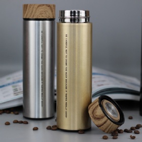 Wholesale 500ml Wood Grain Lid Water Bottle Insulated Stainless Steel Vacuum Water Bottle