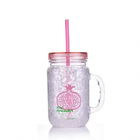 Personal design Reusable clear PS Plastic Freezer wholesale double wall tumbler Good Quality Mason Jar Mug