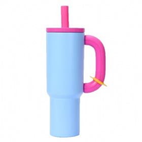Custom Design Brand 40OZ/1200ml Double Wall 304 Stainless Steel Travel Mug Vacuum Insulated Tumbler With Lid Straw Handle