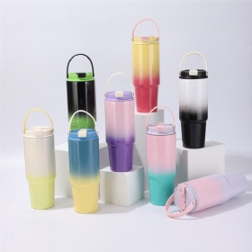 40oz Eco Friendly Custom Logo Insulated Vacuum Water Bottle Stainless Steel Double Walled Gradient Color Tumbler With Straw