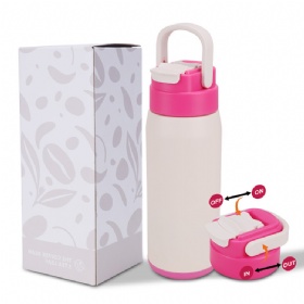 18/8 Stainless Steel Double Wall Vacuum Bottle Keep Cold for 24 Hours&Hot for 12 Hours Vaccum Flask With Portable Handle