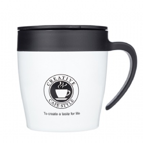Custom Logo 11oz Thermos Mug Vacuum Cup Stainless Steel Coffee Mug With Handle and Lid
