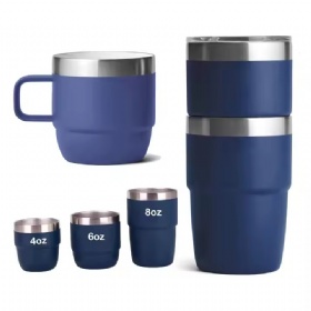 2025 Custom Mini 6oz Inner Ceramic Coated Tea Cup Stainless Steel Double Wall Vacuum Insulated Coffee Tumbler Mug With Handle