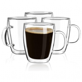 Milk Coffee Mugs Travel glassware Water Transparent Crystal Glass Tea Cup Custom Drinking Glass Coffee Cup with Handle