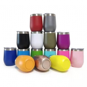 12oz Stainless Steel Double Layer Eggshell Insulated Vacuum Thermos Coffee Cup Outdoor Mini Egg Shaped Cup Mug with Lid