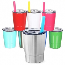 8 oz Stainless Steel Coffee Mug Kids Cup with Lid and Straw Tumbler for Kids