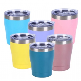 Custom 10oz Double Wall Insulated Coffee Cup Stainless Steel Red Wine Glasses Tumbler