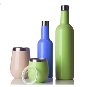 Hot Sale 750ml 12oz Double Wall Vacuum Insulated Stainless Steel Thermos Wine Bottle Tumbler Cup Set with Box Custom Logo