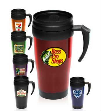 14 Oz. Basic Double Insulated Imprinted Plastic Travel Mugs